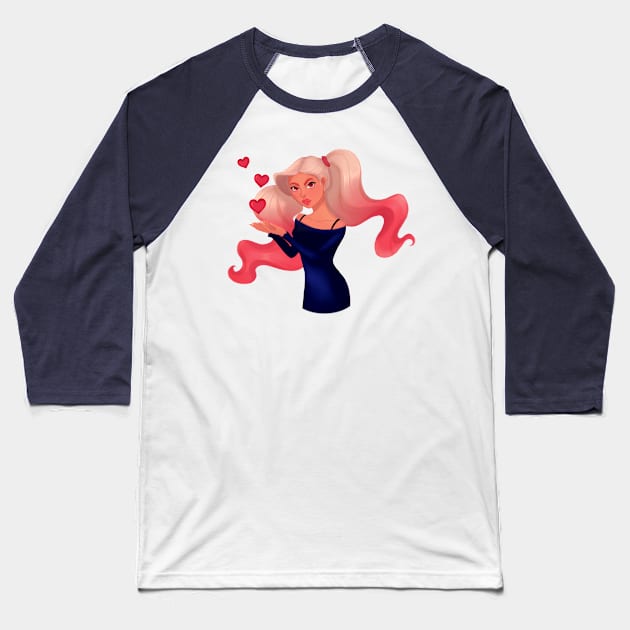 Ponytail girl Baseball T-Shirt by Duendeartist 